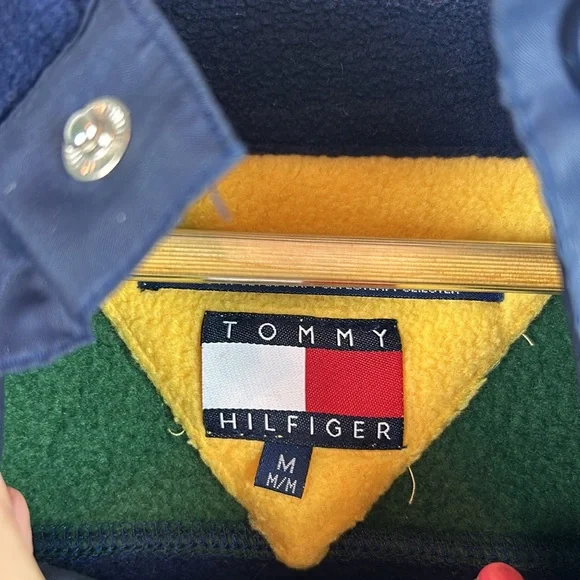 Vintage 90’s Y2K Tommy Hilfiger fleece oversized pullover men’s M - Picture 4 of 7